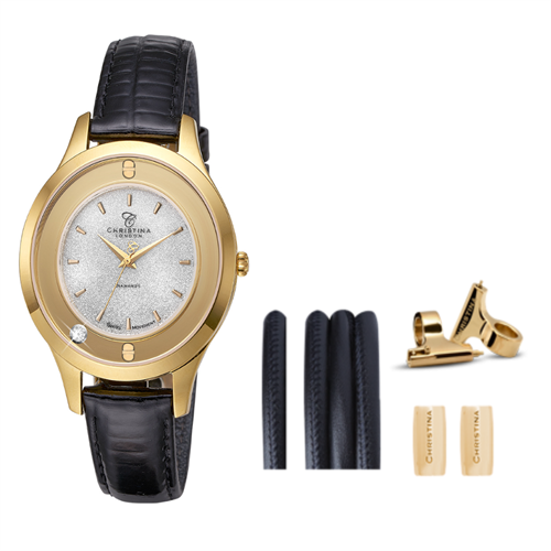 Collect ur Forgyldt  + Sort Watch Cord set - Christina Jewelry & Watches